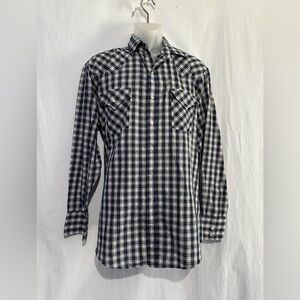 Fly Plains Classic Navy Checkered Pearl Snap Shirt | LT